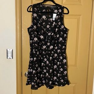 Forever 21 floral flower print romper jumpsuit pull on twist front 0X 12 14
